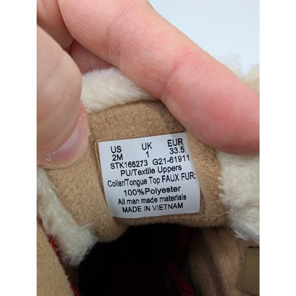 Sperry Kids Size 2 Saltwater Alpine Cozy Duck Boots Brown Cream Red Laces - Picture 6 of 6